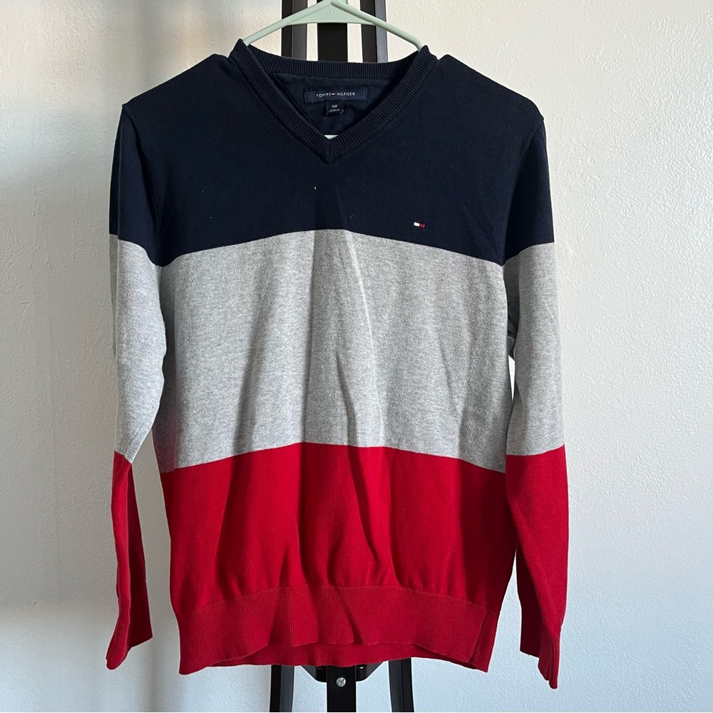 Tommy Hilfiger Men's Colorblock Sweater - Red, Gray, and Black